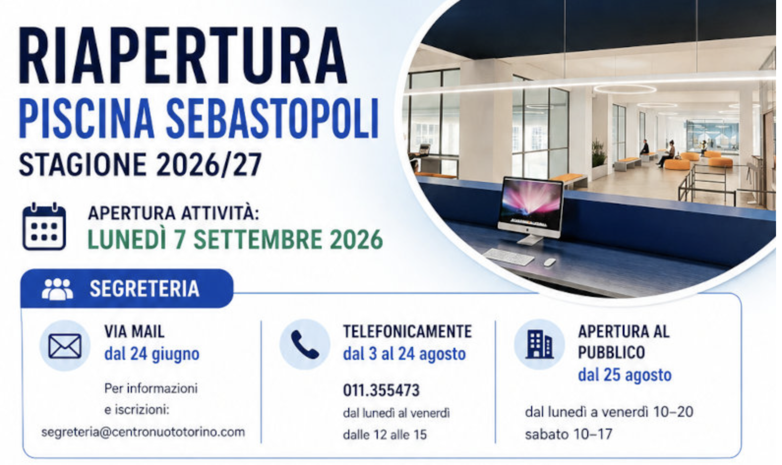Riapertura Piscina Sebastopoli - Iscrizioni per la stagione 2026-27