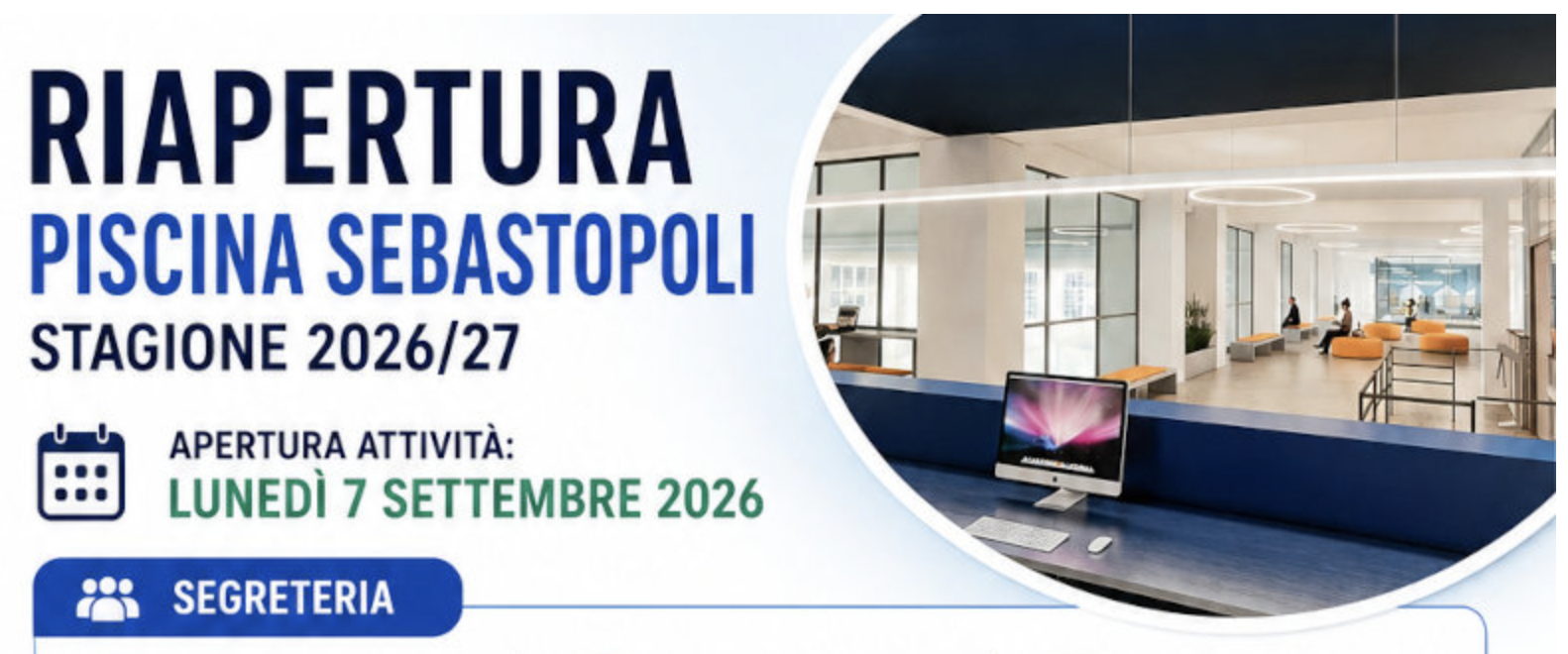 Riapertura Piscina Sebastopoli - Iscrizioni per la stagione 2026-27